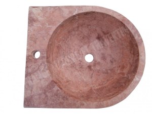 Travertin Rose Vasque Lave Main Demi Ronde 50x42 cm