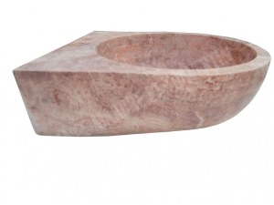 Travertin Rose Vasque Lave Main Demi Ronde 50x42 cm