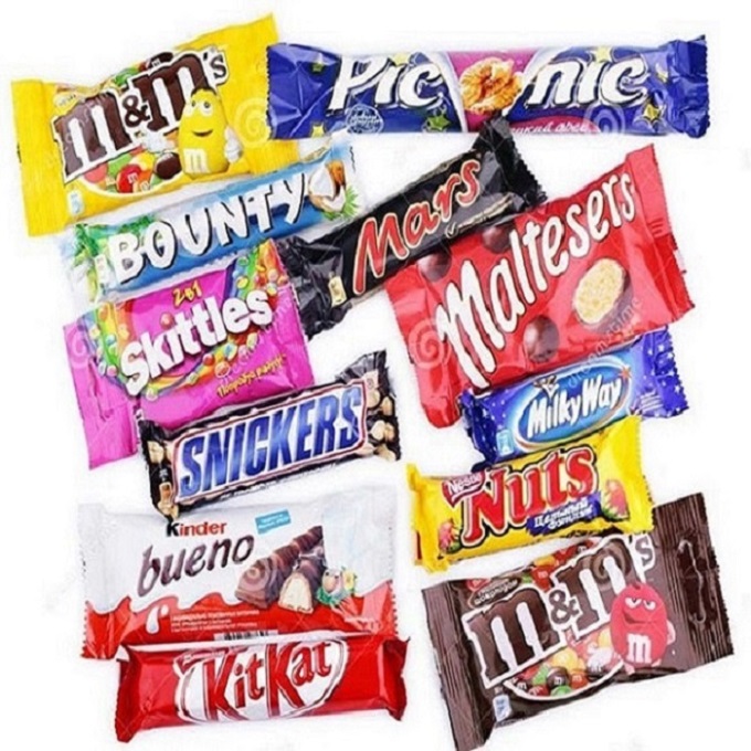 Twix, Bounty, Snickers, Joy Chocolate Candies, Milka, Oreo, M